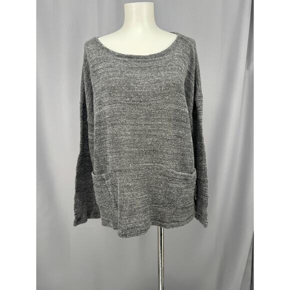 Eileen Fisher Sweater Womens Large Gray Knit Pullover Oversized Lagenlook Beach - Picture 1 of 6